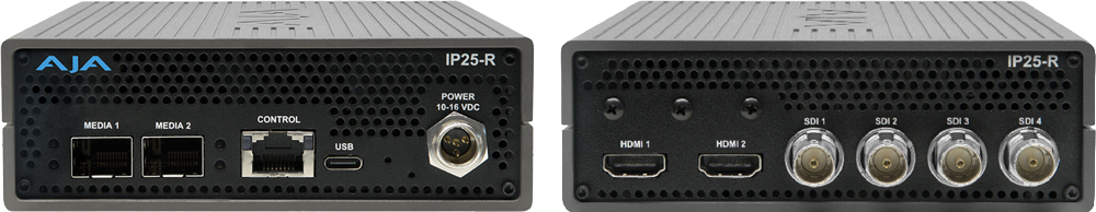 front and back view of the aja hdmi converter