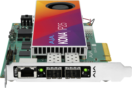 angled view of the aja kona ip25 showing the ports
