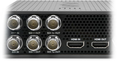 rear view of the aja hdmi converter