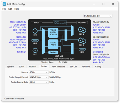 aja hdmi converter software interface