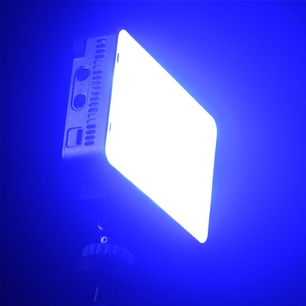 angled view of the amaran led light at full brightness
