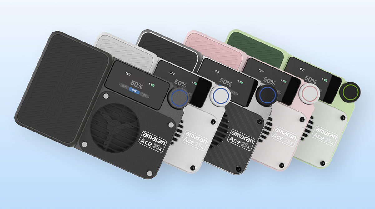 full colour range of the amaran led light on a blue background
