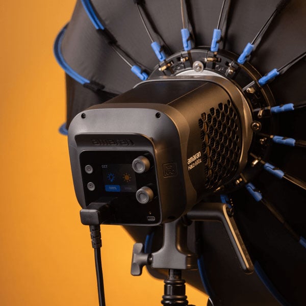 rear view of the amaran monolight showing the power supply