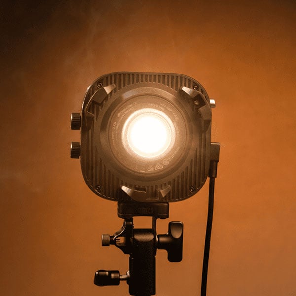 front view of the amaran monolight against an orange background