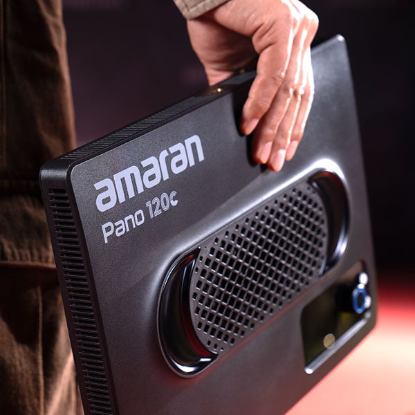 someone holding the amaran panel light