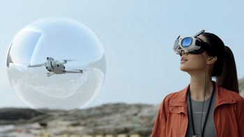 Drone pilot wearing Antigravity Vision goggles with A1 drone floating in front