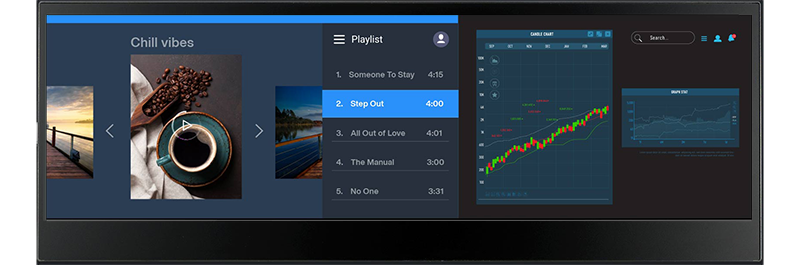 example music player interface on the asus proart pa147cdv touch screen monitor