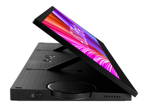 side view of the asus proart pa147cdv touch screen monitor using the adjustable kickstand