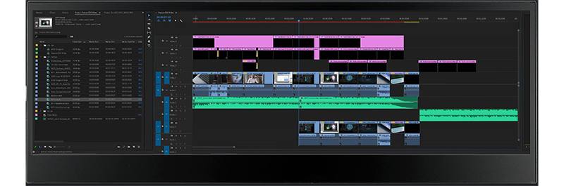 example video editing interface on the asus proart pa147cdv touch screen monitor