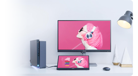 asus proart pa148ctv portable monitor connected to a pc for editing using the asus proart palette