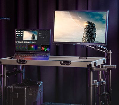asus proart monitor on a DIT cart