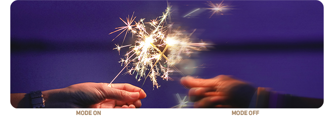photograph of person holding sparkler comparing rapid rendering mode on and off