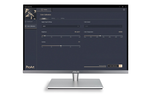 ProArt Creator Hub interface on the asus proart pa24ac monitor