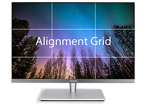 alignment grid overlay on the asus proart pa24ac monitor