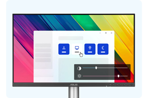 image of ProArt display with coloured background with DisplayWidget Center
