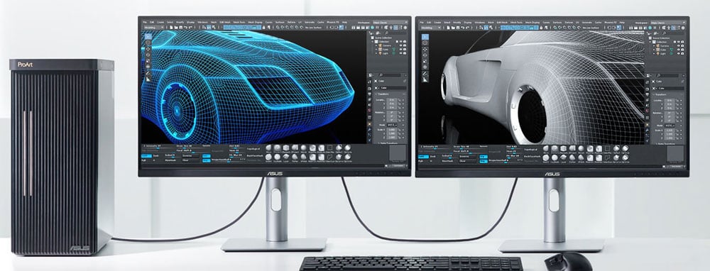 two asus proart monitors daisy chained to a pc
