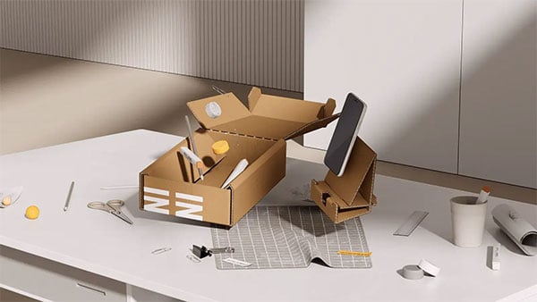 asus proart monitor packaging bing reused on a desk