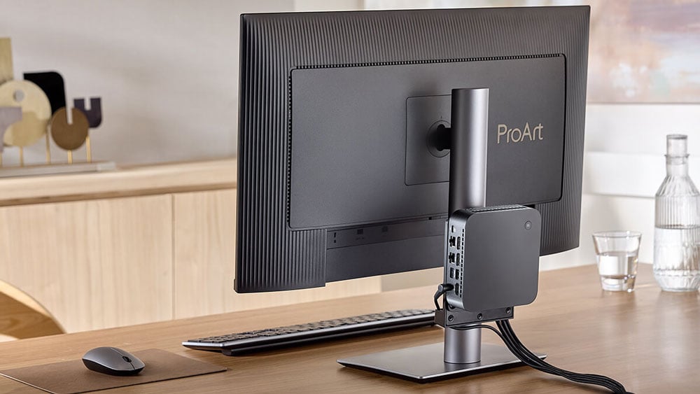 rear view of the asus proart monitor with asus power sync connected