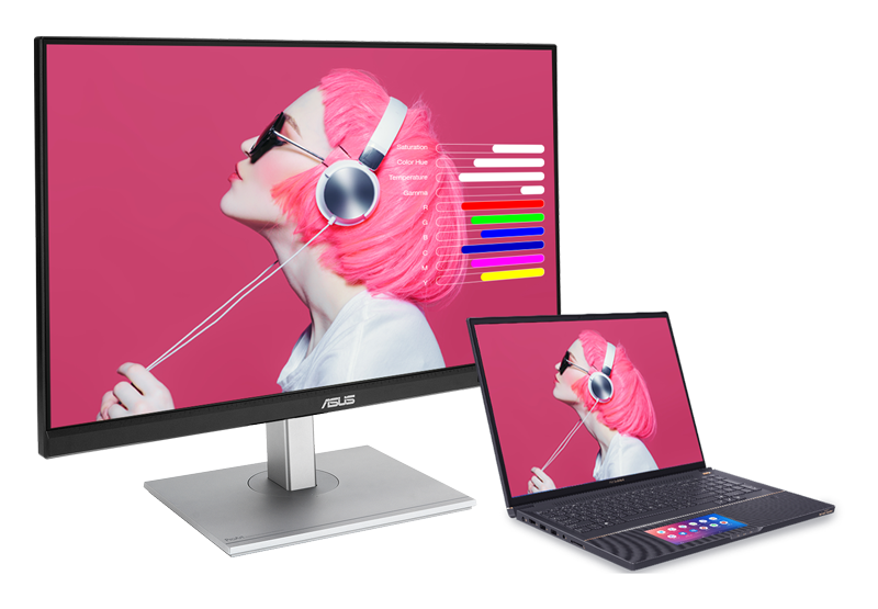 asus proart pa278cgv monitor connected to a laptop using a custom palette