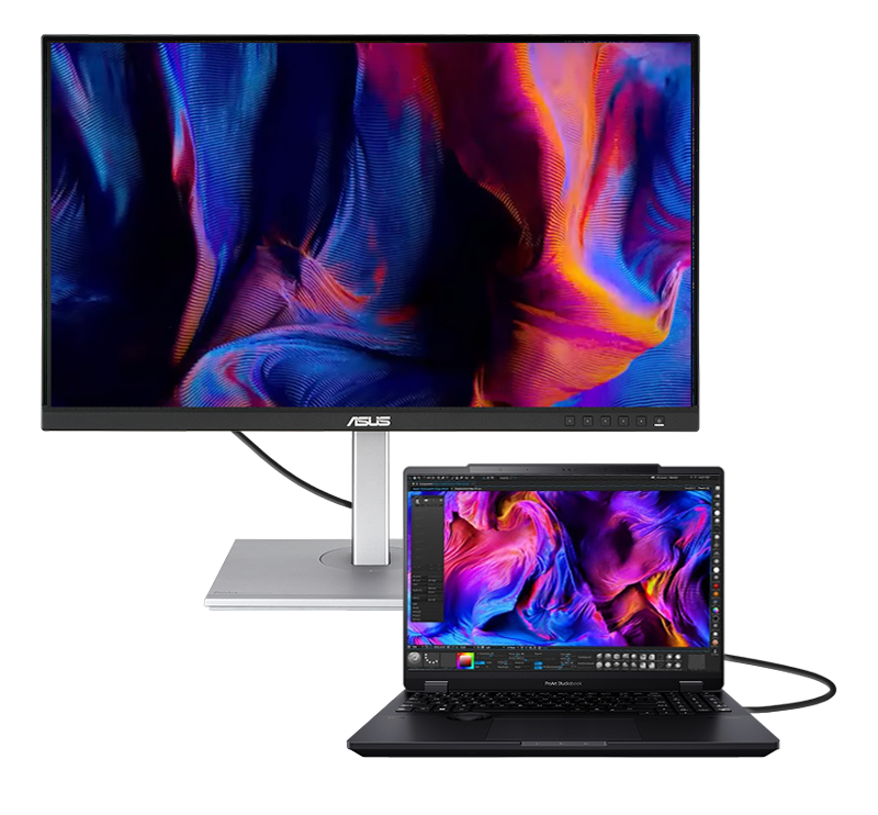 laptop connected to the asus proart pa278cgv monitor via display port