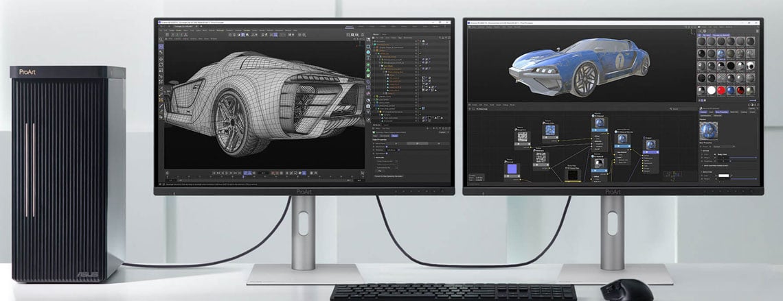 two asus pro art monitors daisy chined together to a pc