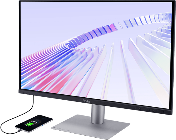 smartphone connected to the asus pro art monitor via the usb hub