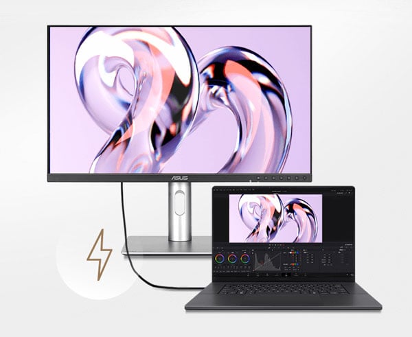 macbook connected to the asus pro art display