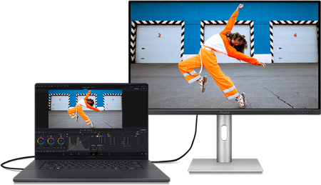 laptop connmected to the asus pro art monitor via usb-c