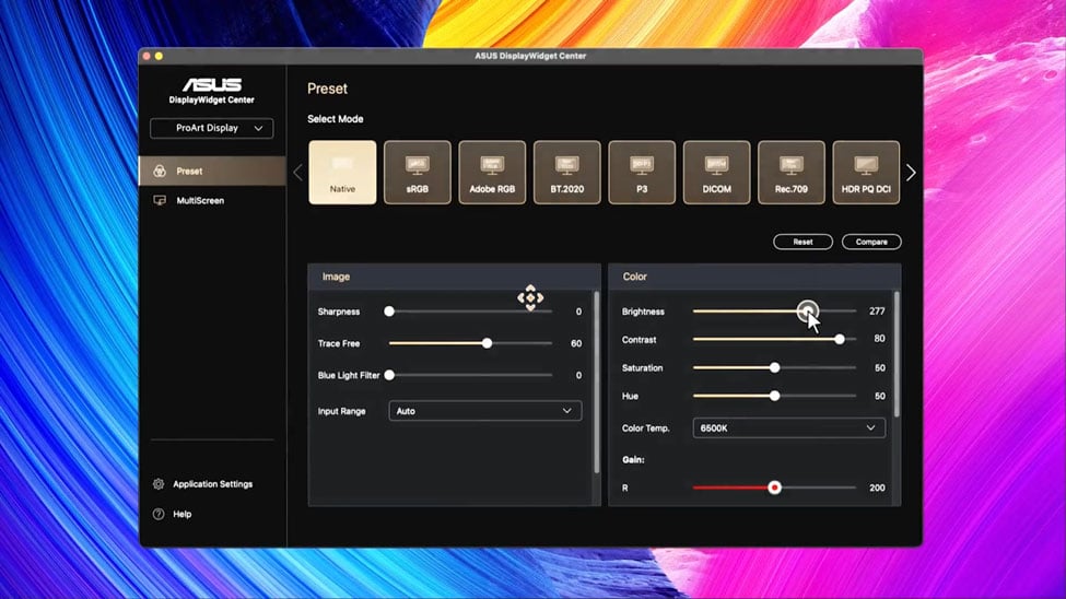 asus proart monitor brightness settings
