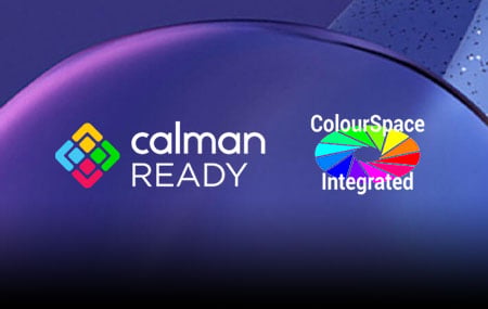 calman ready and coulourspace logos on a purple background