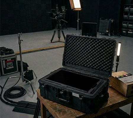 asus pro art monitor in the MAX case on a film set