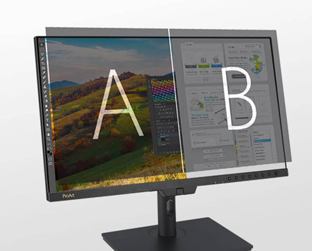picture in picture comparison of the asus pro art monitor