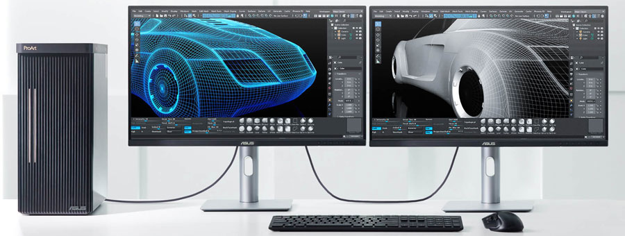 asus proart monitor connected together via a daisy chain