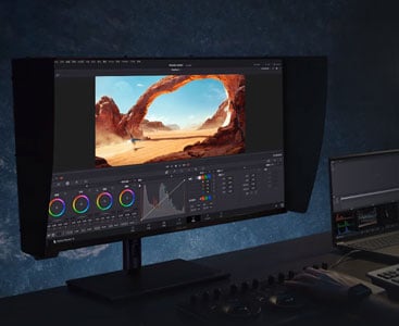 ProArt Monitor showing HDR Video editing workflow in professional studio