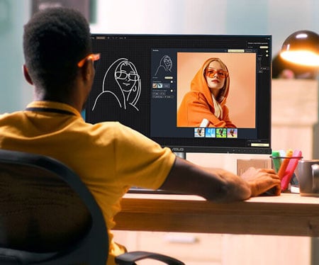 ai artist working on the asus proart monitor