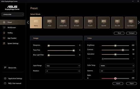 asus proart monitor workspace comparison