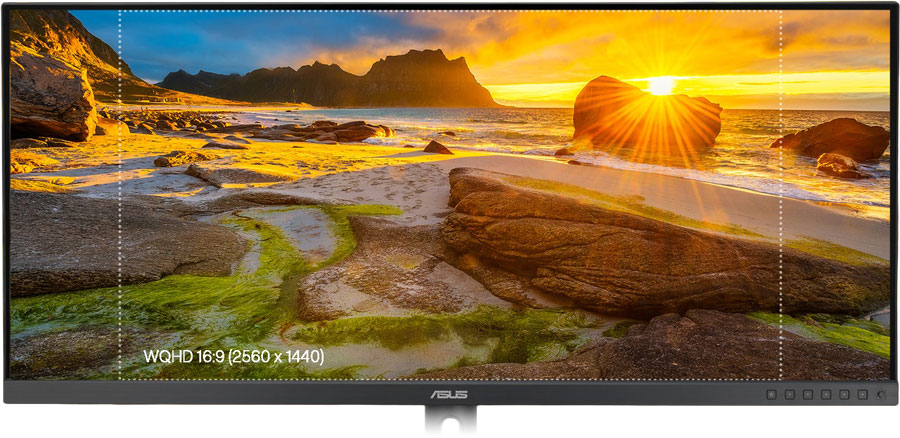 ASUS ProArt PA348CGV Monitor showing the resolution
