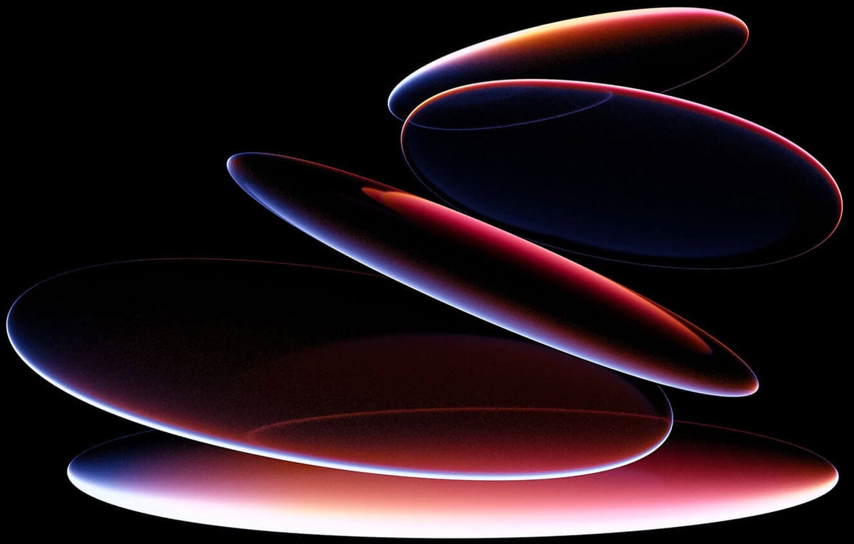 red and purple discs on a black background