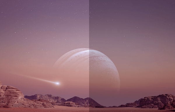hdr comparison of a space scene