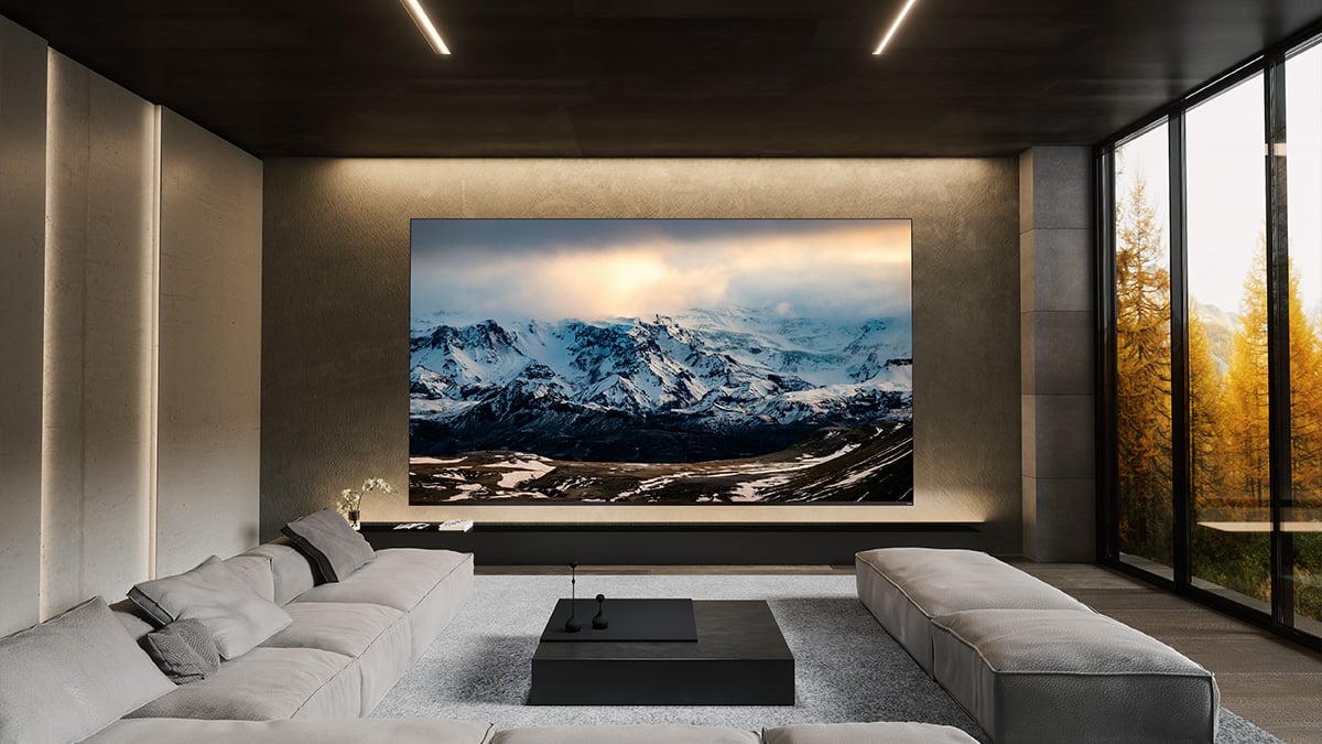 asus pro art cinema display being installed as part of a home cinema