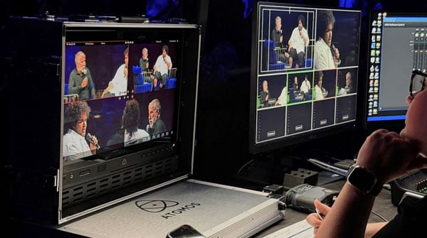 setup within a professional live broadcast and production monitor environment