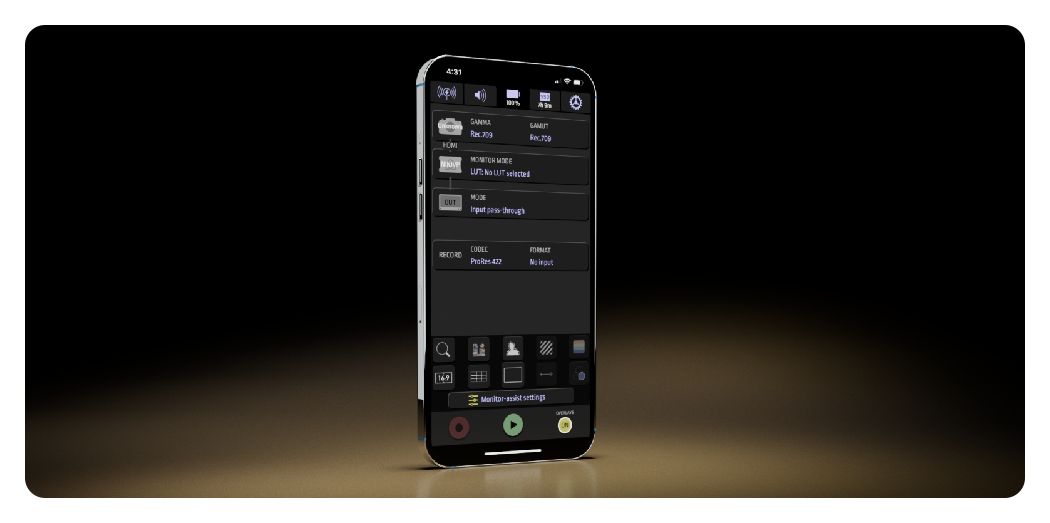 AtomRemote App interface, Atomos Ninja Ultra