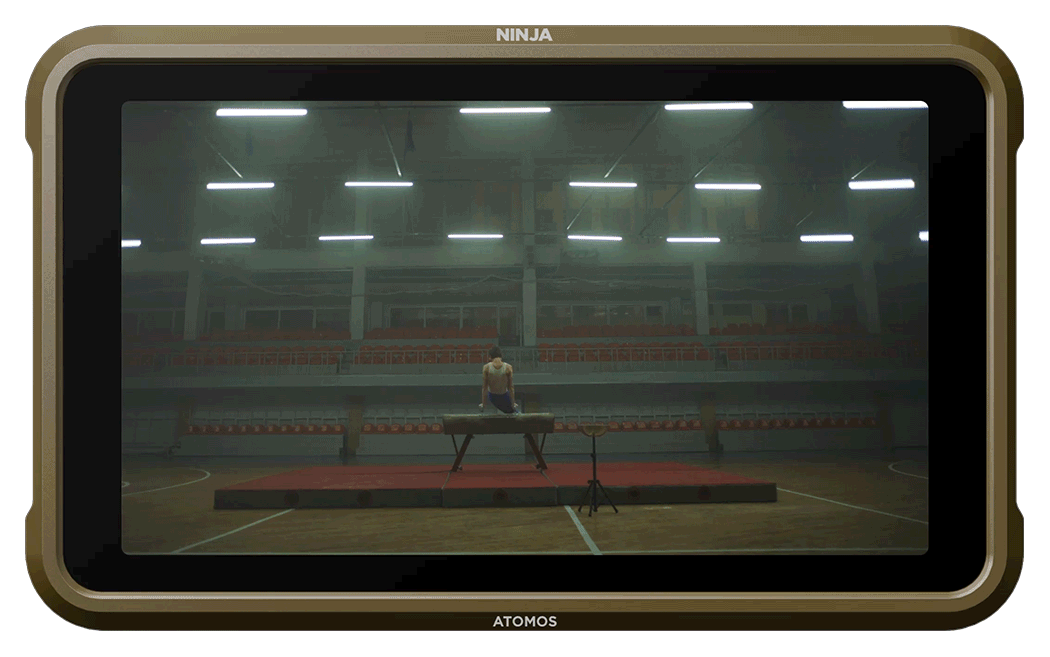 Atomos Ninja displaying a gymnast, Atomos Ninja