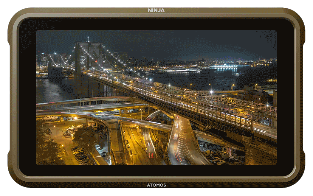 Atomos ninja with on screen time-lapse of the brooklyn bridge at night, Atomos Ninja