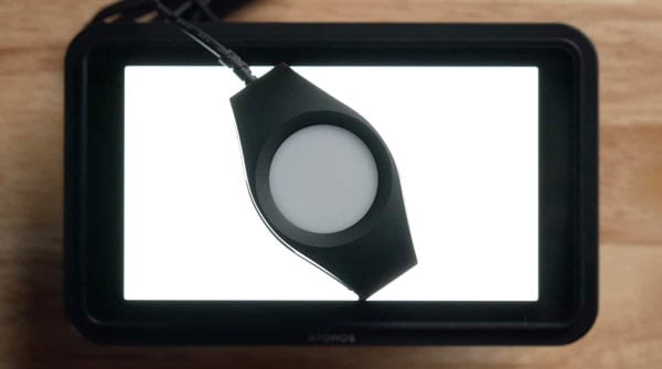 atomos shinobi 7 being colour calibrated