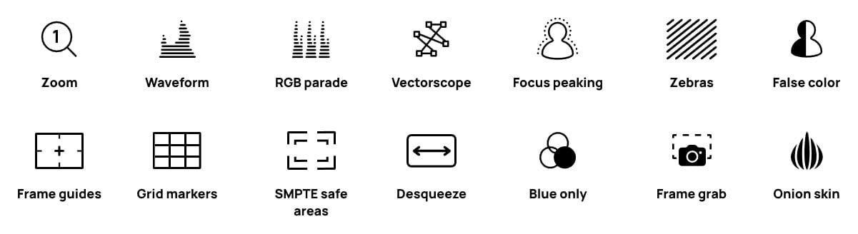 breakdown icon of different monitoring tools for the atomos shogun