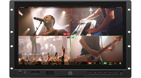 atomos shogun showing a multi-camera fed of a concert