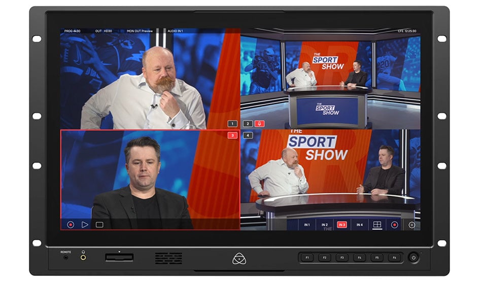 atomos shogun showing muilt-camera input during a sports broadcast