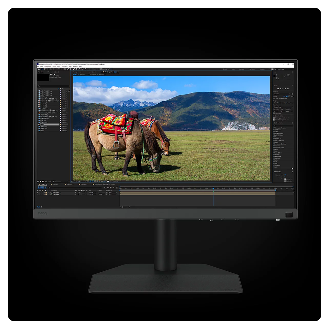 p3 colour preview on the benq monitor on a black background