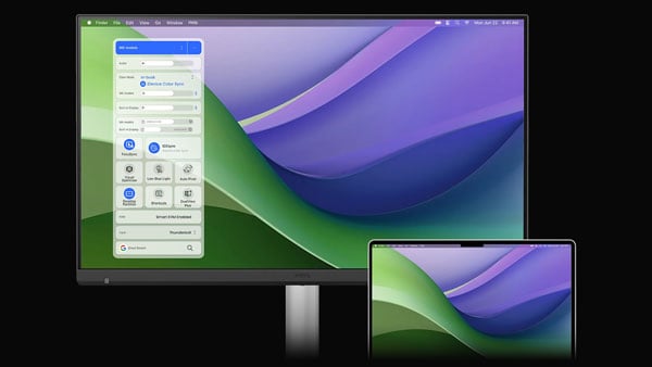 benq monitor showing the display pilot 2 interface on a black background